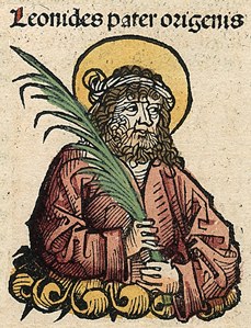 Ориген. Миниатюра Нюрнбергской хроники, 1493
